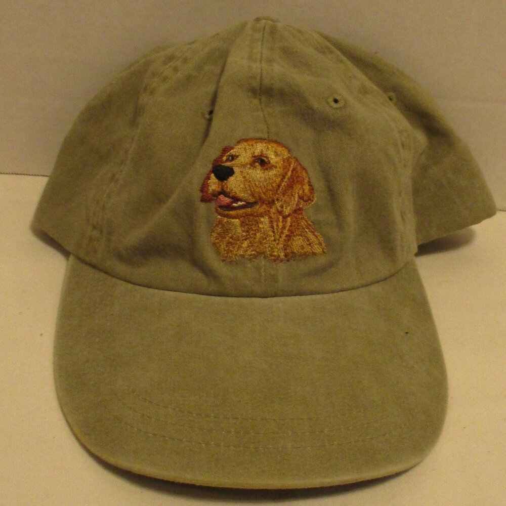 Dog Hat GO FISH Green Brown Red Adjustable Labrador Embroidered Fun Outdoors Hat